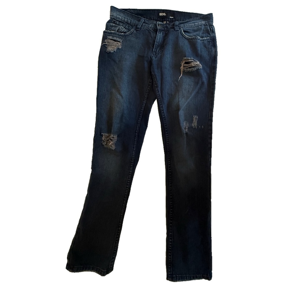 BDG Jeans Crop Twig High Rise Blue Medium Wash Skinny Distressed Jeans - 30”